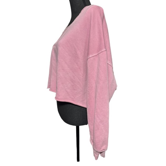 Peach Love Slouchy Cropped Sweatshirt size Small - Picture 2 of 6